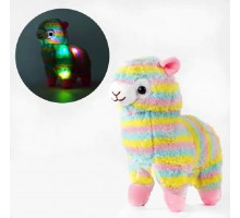 Мягкая игрушка Плюшевая Лама Альпака Радуга Светится 30 см