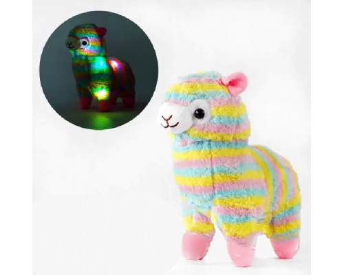 М'яка іграшка Плюшева Лама Альпака Веселка Світиться 30 см