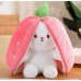 М'яка іграшка подушка Заєць - Кролик, застібка на блискавці (морква/полуниця) 45 см