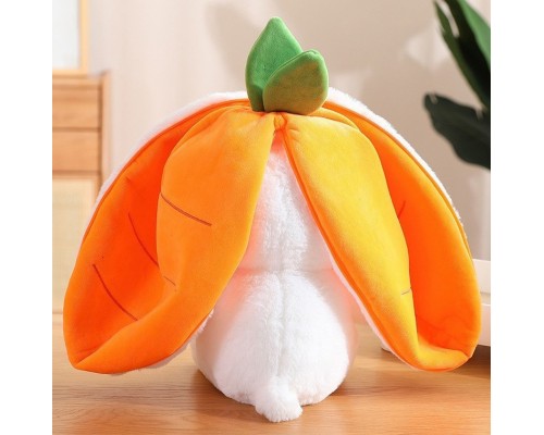 М'яка іграшка подушка Заєць - Кролик, застібка на блискавці (морква/полуниця) 45 см