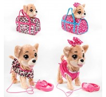 М'яка іграшка собачка Кіккі в сумці, Пульт повідець, ходить, співає (укр.) 27 см