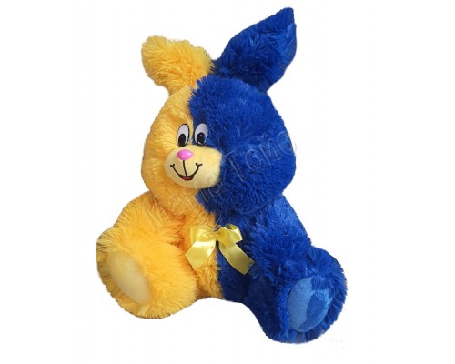М'яка іграшка Плюшевий Заєць прапор Україна (жовто-синій) сидячий 50 см