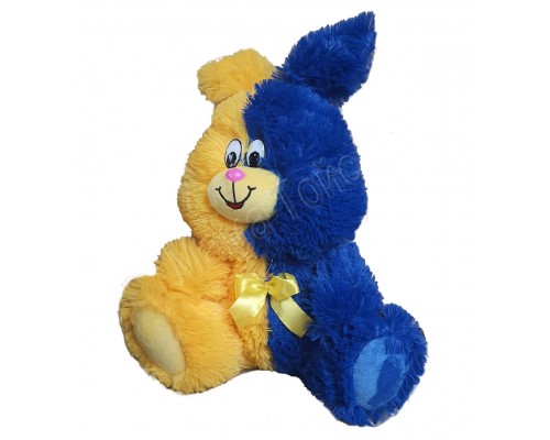 М'яка іграшка Плюшевий Заєць прапор Україна (жовто-синій) сидячий 50 см