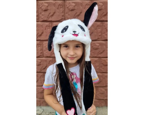 Шапка плюшевая с подвижными ушами Панда