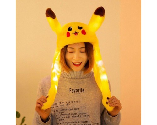 Шапка плюшевая с подвижными ушами Покемон Пикачу