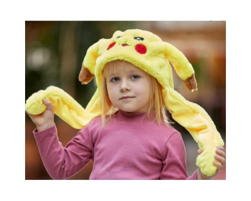 Шапка плюшевая с подвижными ушами Покемон Пикачу