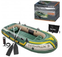 Трёхместная Надувная лодка 68380 Intex с Веслами и насосом Seahawk 3 Set 295-137-43 см