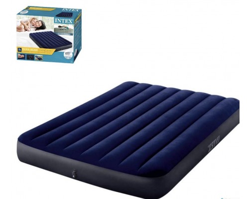 Полуторный надувной Матрас 137 см Intex Велюр Синий 64758