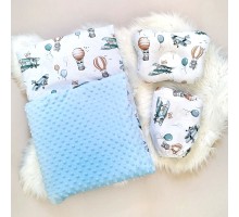 Набір постільний у дитячий візочок. Тепла ковдра - конверт, подушка, простирадло Блакитний