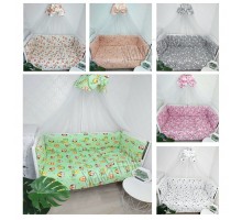 Дитяча Постільна білизна в ліжечко із Захистом та балдахіном. Бавовна Бязь 9 в 1