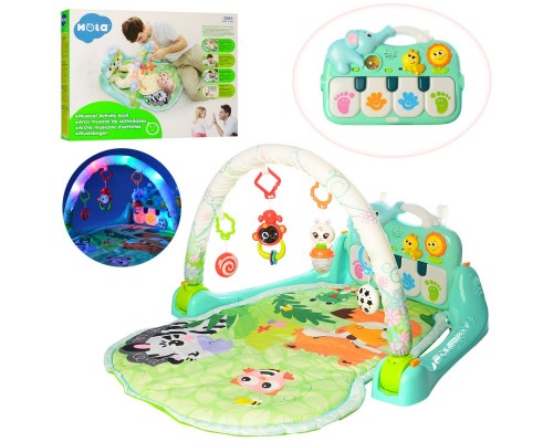 Коврик Пианино для младенца, Дуга светится, подвески игрушки (1102)