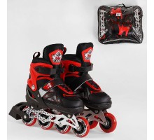 Раздвижные Ролики Best Roller колеса Полиуретан, переднее светится размер 34-37 Красные с черным