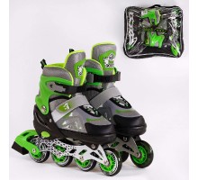 Раздвижные Ролики Best Roller колеса Полиуретан, переднее светится размер 38-42 Зеленые