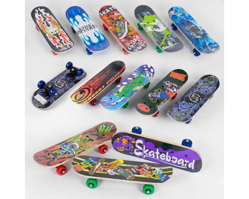 Дитячий дерев'яний скейт із малюнком, 43см. (22223)