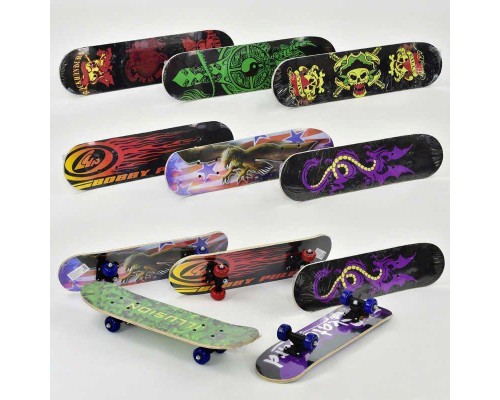 Дитячий дерев'яний скейт із малюнком, 60 см. (22224)