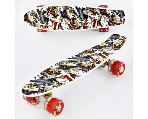 Скейт Пенні борд Best Board 55 см, колеса PU Світяться Білий (74543)