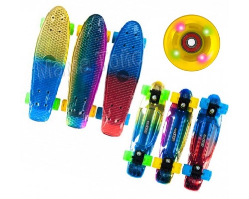 Скейт Пенні борд колеса Світяться. Голограма 55 см (NEO PRO)