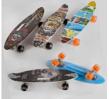 Скейт Пенні борд з ручкою Круізер 60 см, колеса PU Світяться (32040)