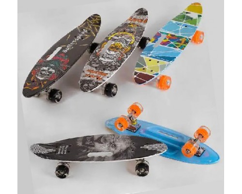 Скейт Пенні борд з ручкою Круізер 60 см, колеса PU Світяться (32040)