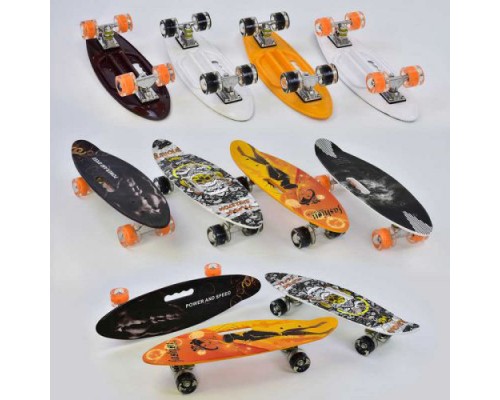 Скейт Пенні борд з ручкою Круізер 60 см, колеса PU Світяться (32040)