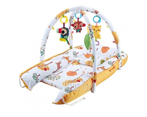 Коврик позиционер для младенца с дугой и погремушками 3 в 1, Музыка (668-43-44-45)